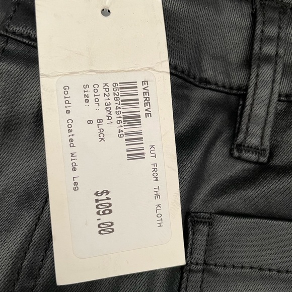 Kut from the Kloth Goldie High Rise Super Flare Black Wide-Leg coated pants - Picture 8 of 10